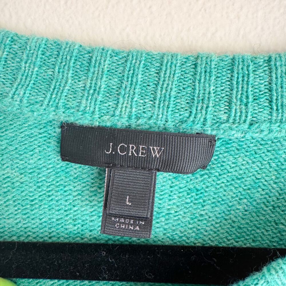 J. Crew Green Wooly Holly Crewneck Sweater Large - Picture 3 of 7
